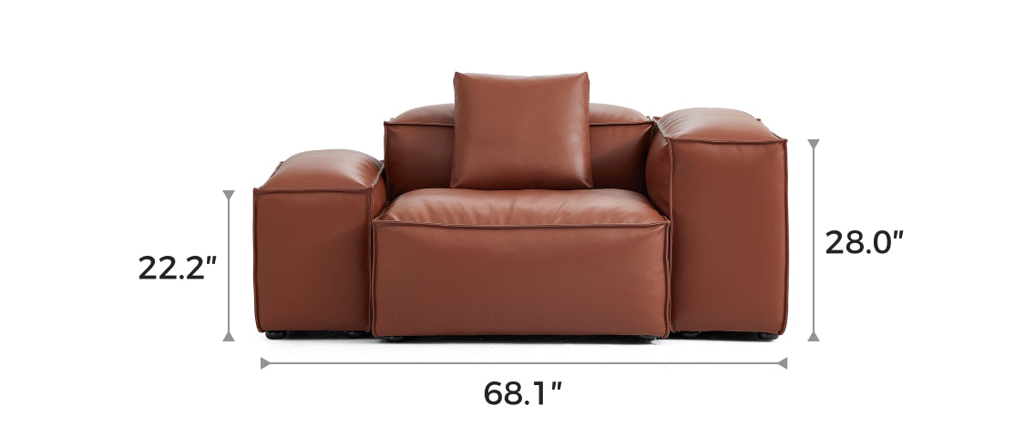 Flex Modular Brown Genuine Leather Armchair