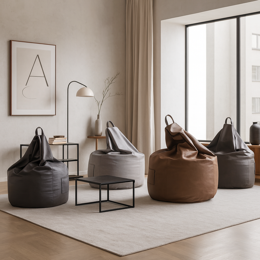 Litton Gray Leathaire Bean Bag