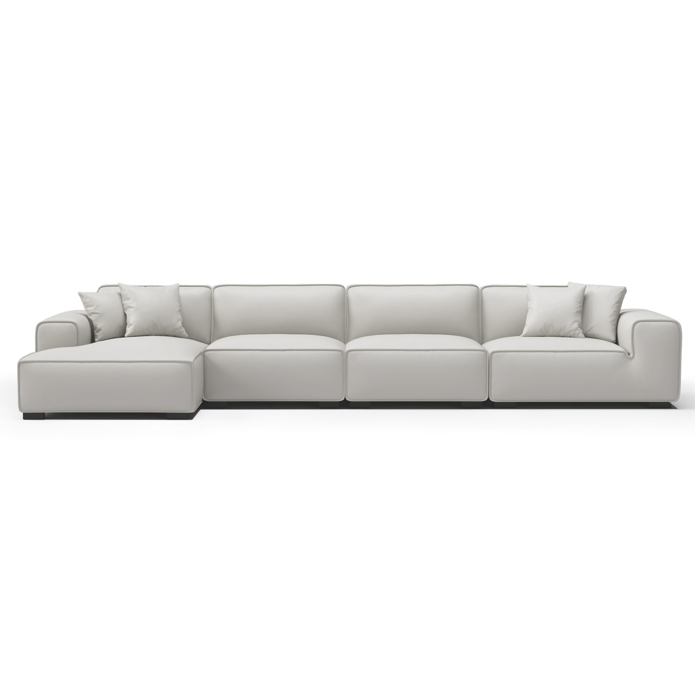 Domus Modular Black Leather Sectional Sofa-White