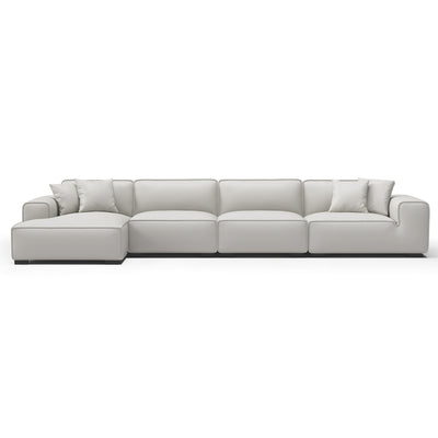 Domus Modular Black Leather Sectional Sofa-White