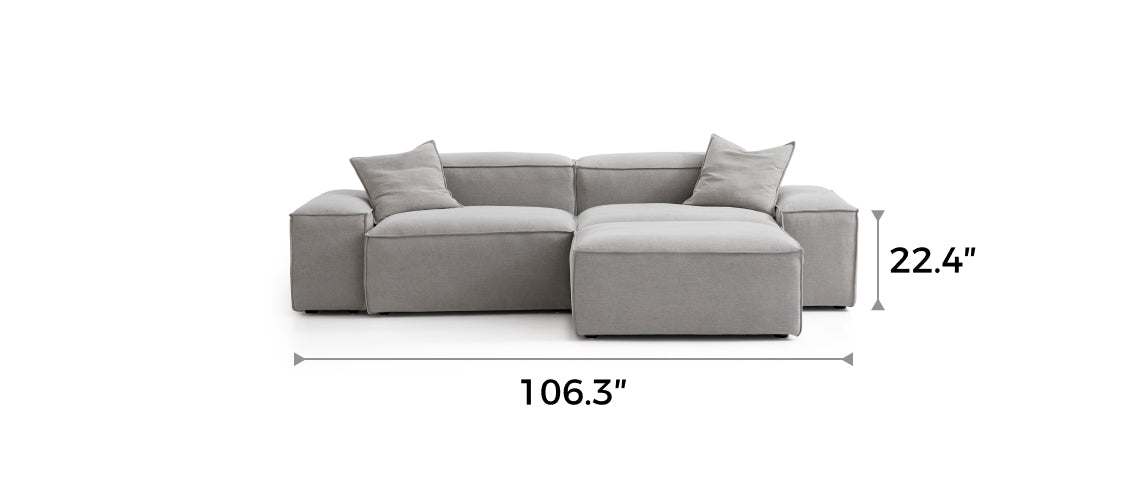 Freedom Modular New Gray Sofa with Ottoman