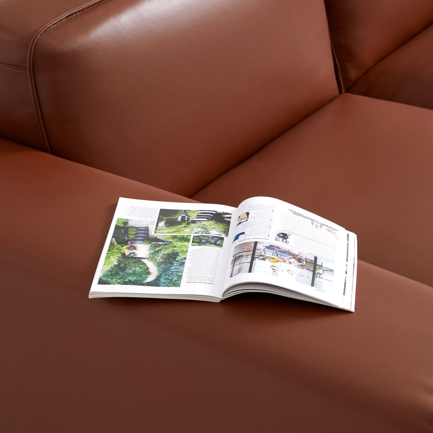 Domus Modular Beige Leather Double Chaise Sectional-Brown