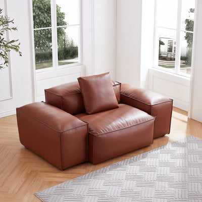 Flex Modular Brown Genuine Leather Armchair-Brown