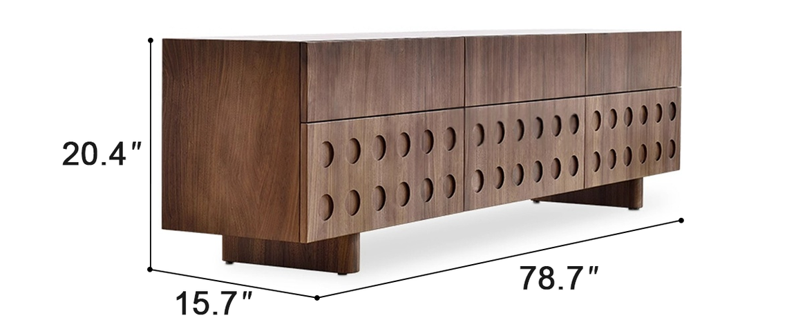 Circular Pattern Walnut TV Stand