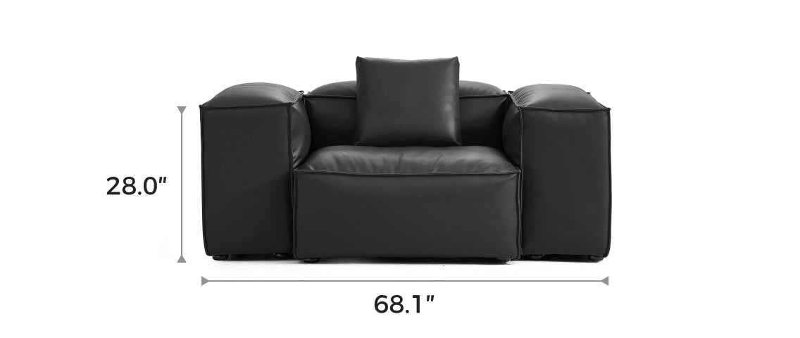 Flex Modular Black Genuine Leather Armchair