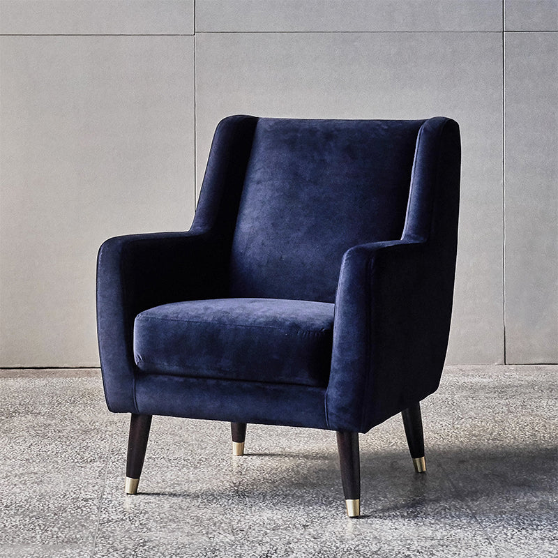 Eden Ink Blue Velvet Lounge Chair-Blue