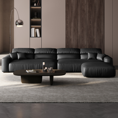 Chestnut Brown Leather Sofa and Ottoman