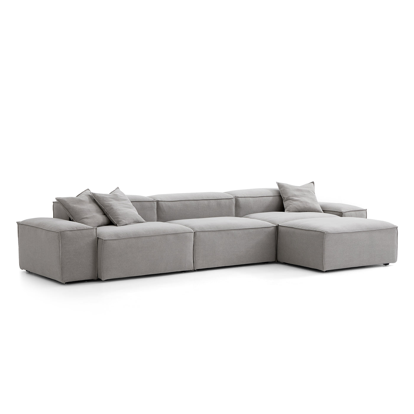 Freedom Modular Sofa with Ottoman-New Gray-143.7"-Low