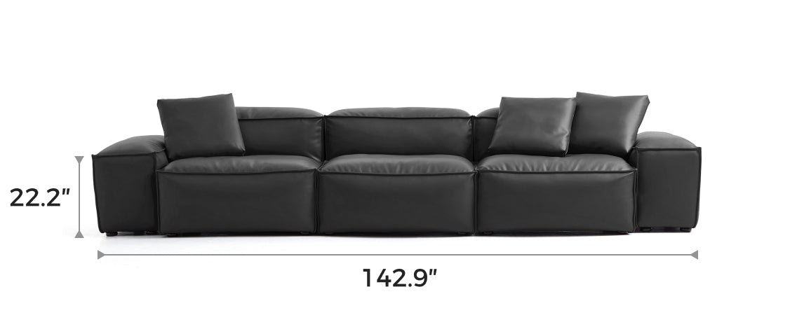 Flex Modular Black Genuine Leather Sofa