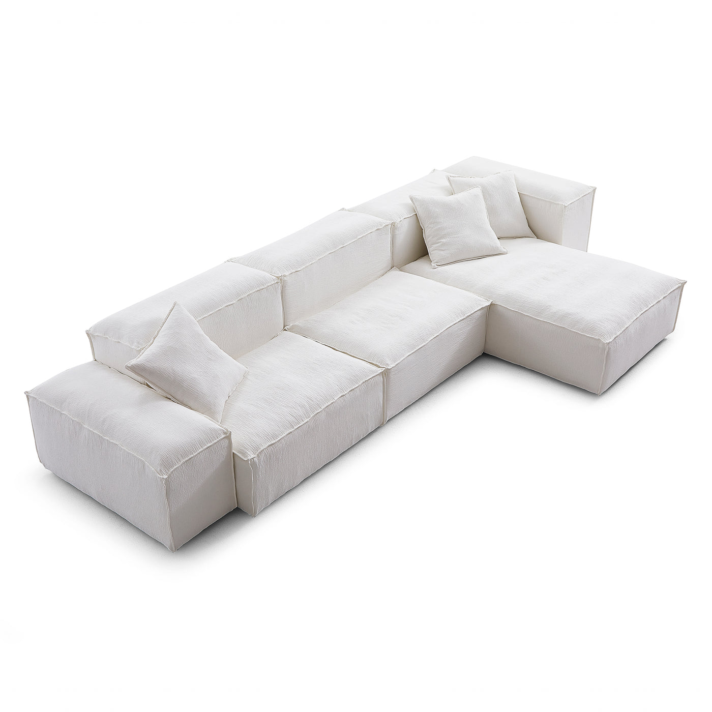Freedom Modular White Sectional Sofa-White-Low & High-143.7″
