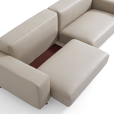Noble Dark Gray Leather Sofa-Beige