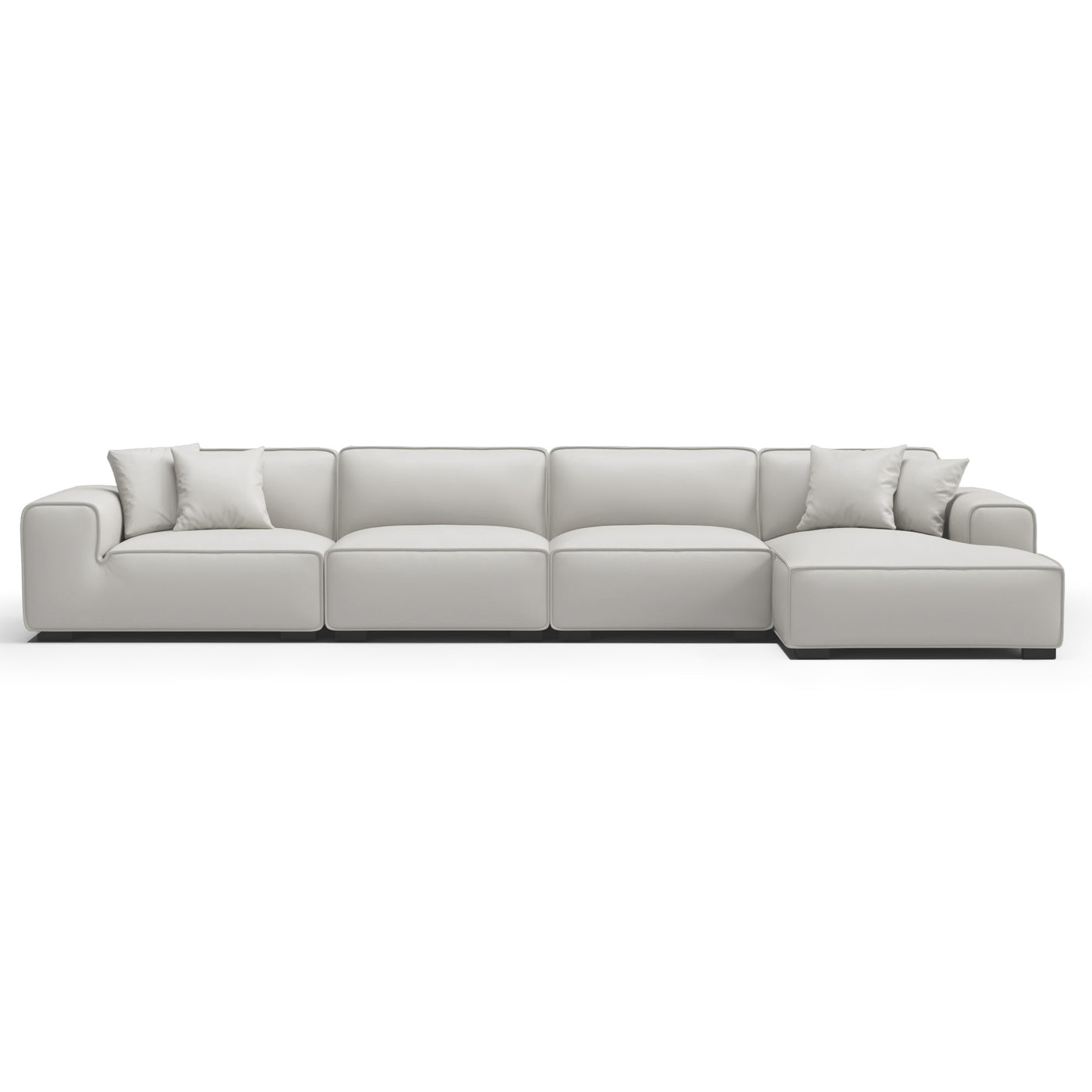 Domus Modular Black Leather Sectional Sofa-White
