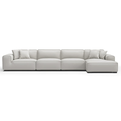 Domus Modular Black Leather Sectional Sofa-White