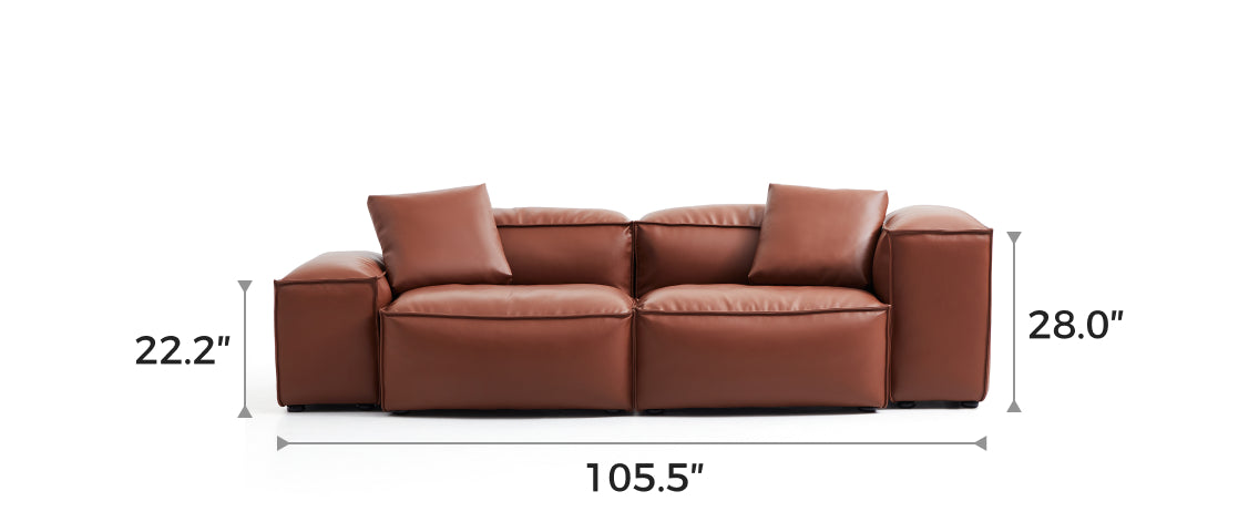 Flex Modular Black Genuine Leather Sofa