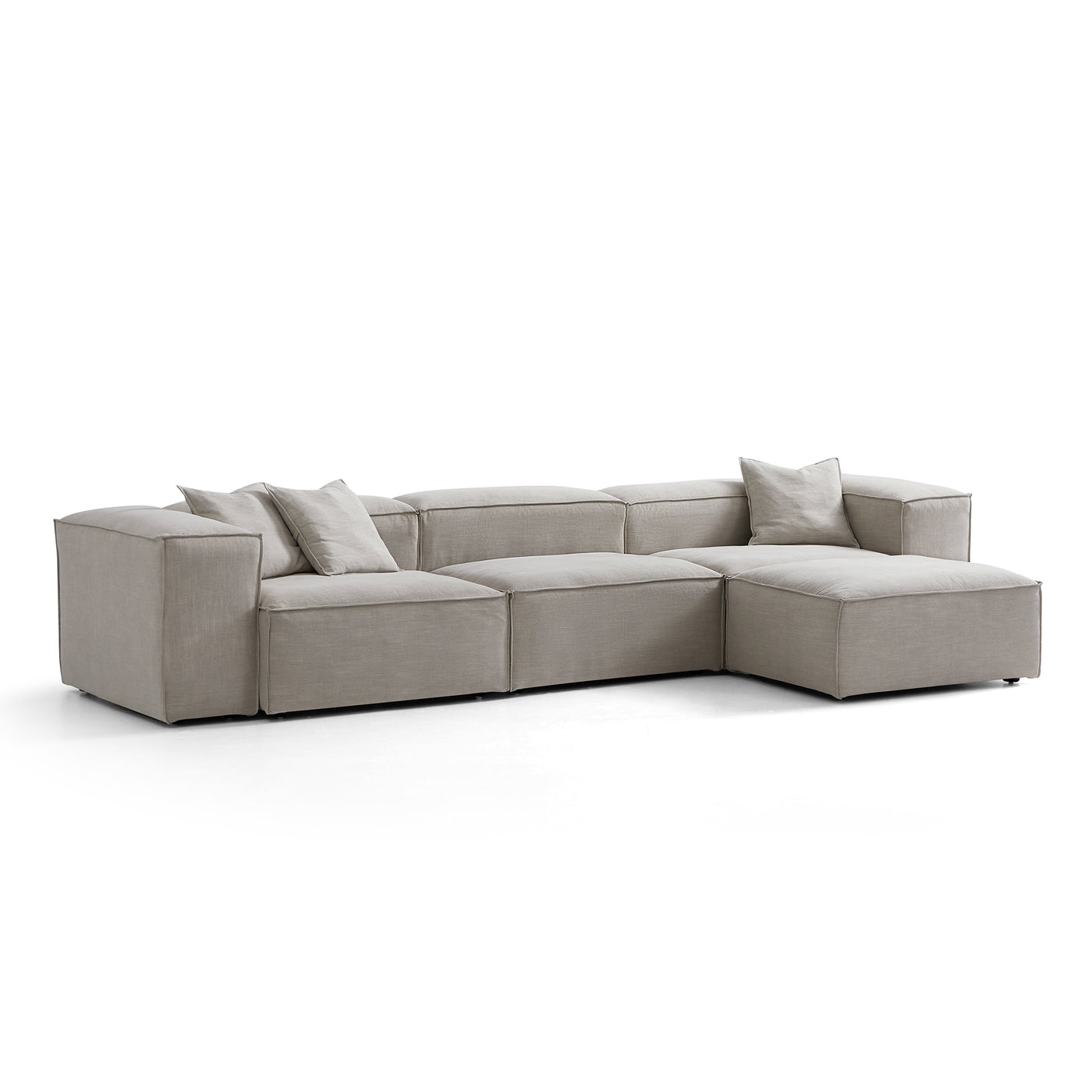 Freedom Modular New Gray Sofa with Ottoman-Sand-143.7"-High