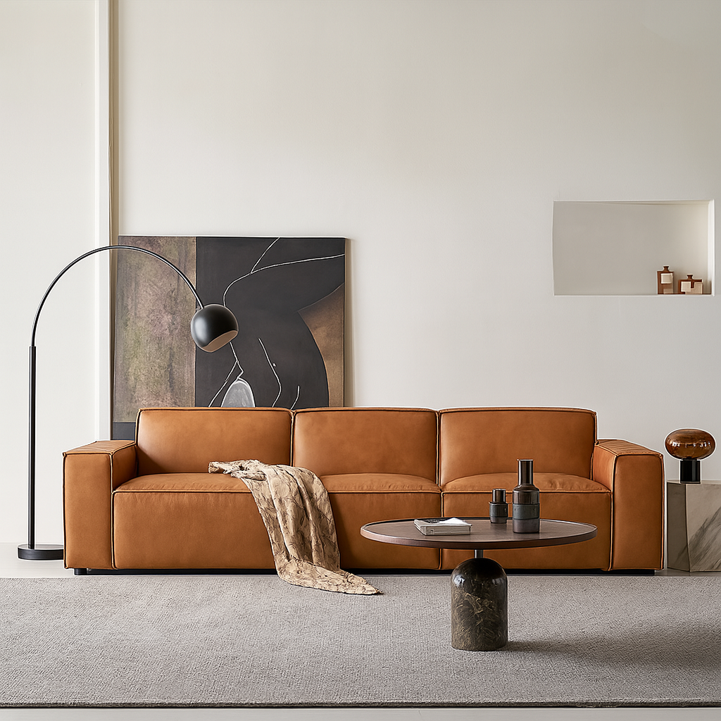 Kendall Italian Top Grain Leather Sofa-Tan