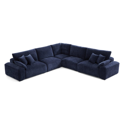 The Empress Navy Blue Corner Sectional-Navy Blue-128.0"