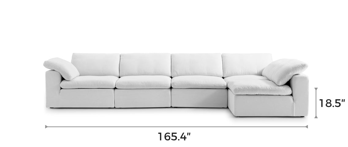 Tender Wabi-Sabi L-Shaped Beige Sectional and Ottoman