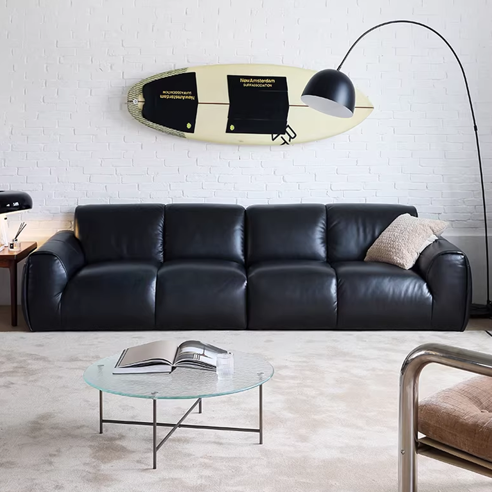 Rex Leather Sofa-Black