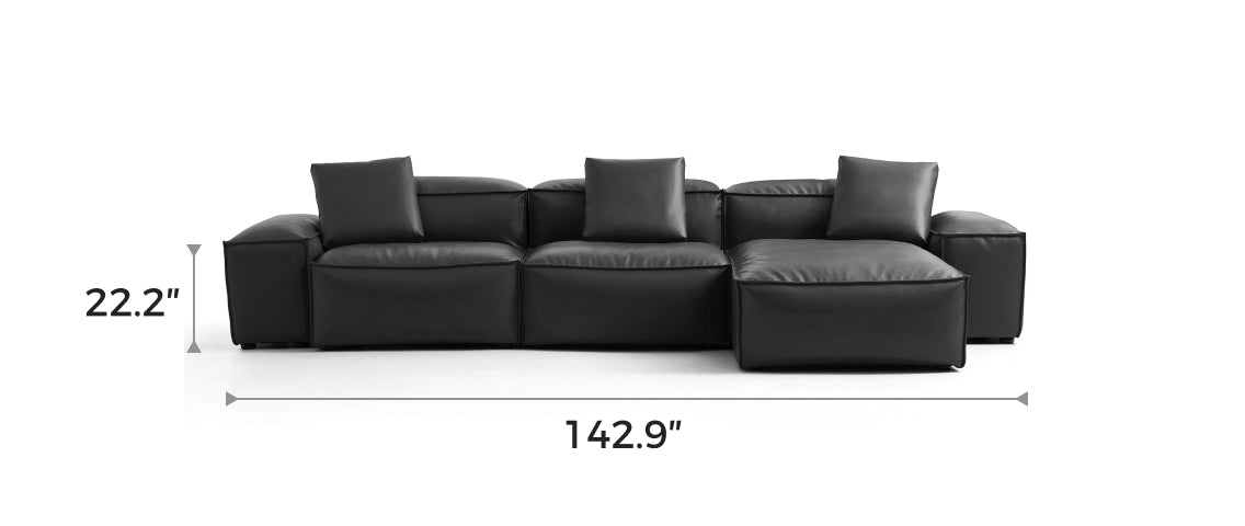 Flex Modular Black Genuine Leather Double-Sided Sectional