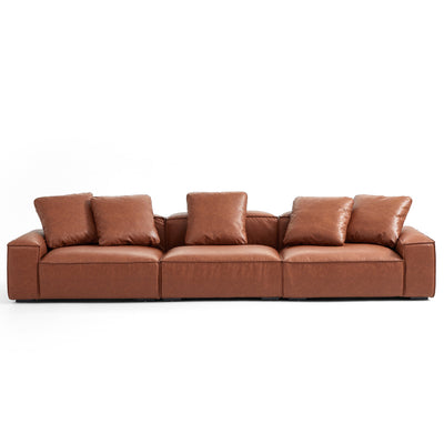 Garvon Vintage Reddish Brown Leathaire Sofa-Reddish Brown-142.6"