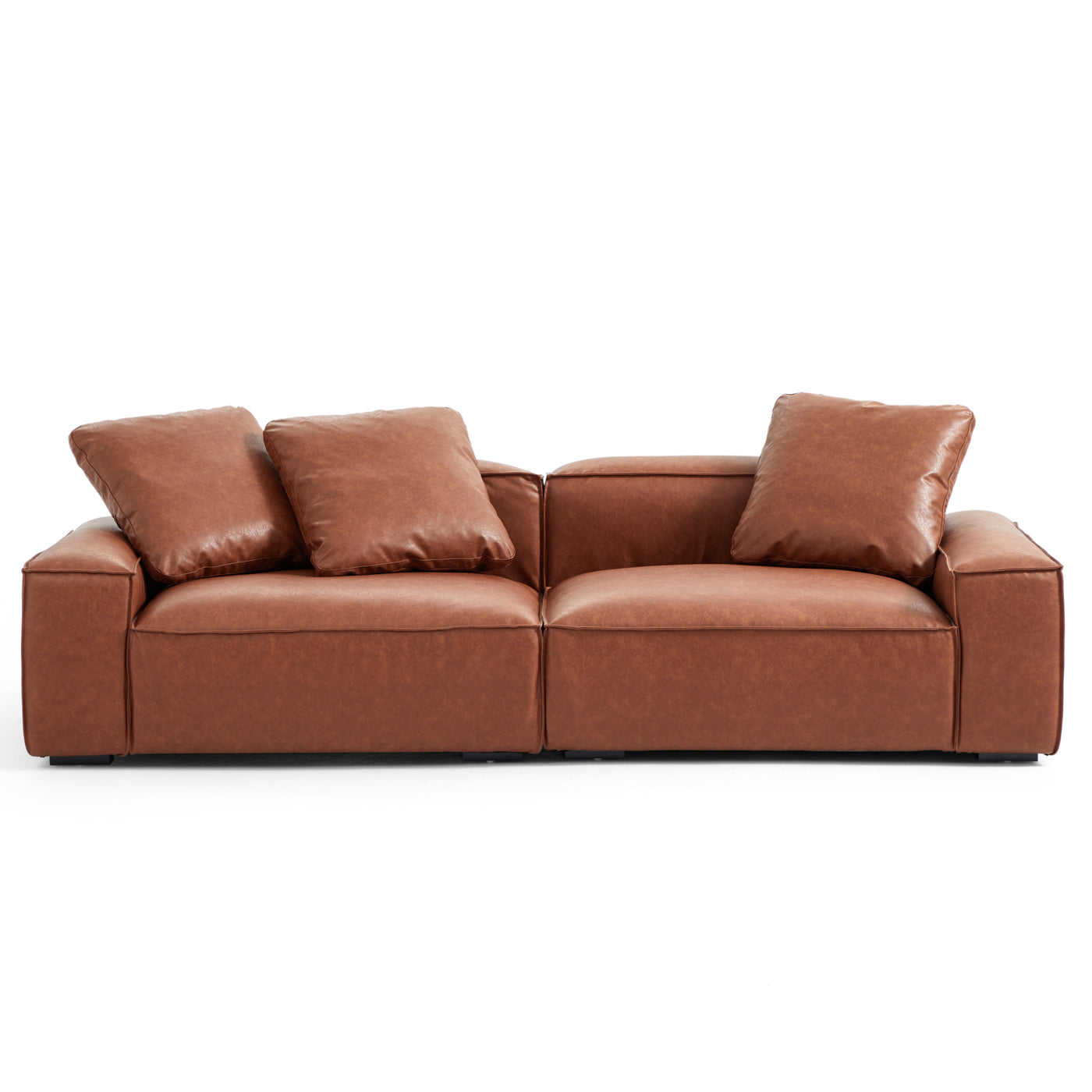 Garvon Vintage Reddish Brown Leathaire Sofa-Reddish Brown-102.4"