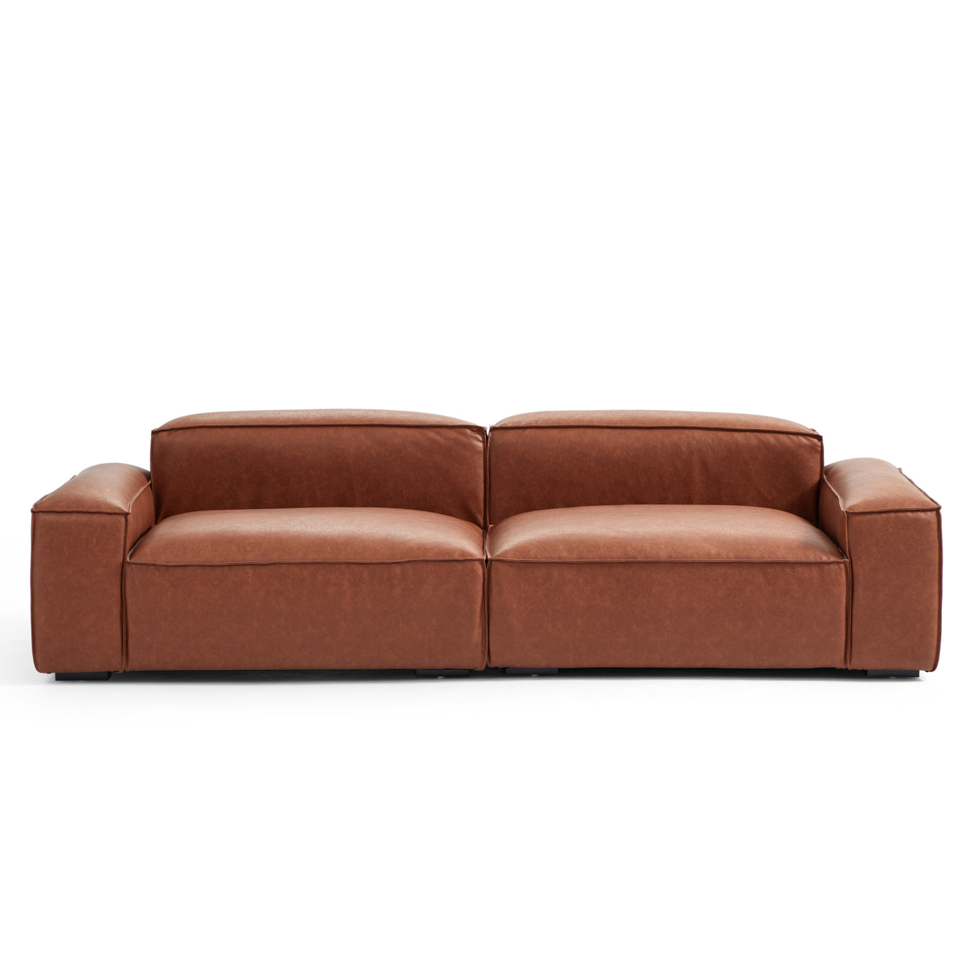 Garvon Vintage Reddish Brown Leathaire Sofa-Reddish Brown-102.4"