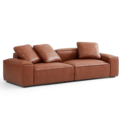 Garvon Vintage Reddish Brown Leathaire Sofa-Reddish Brown-102.4"