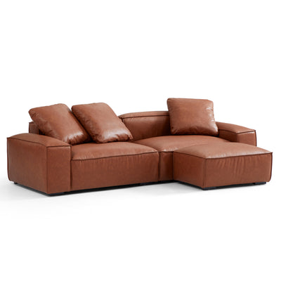 Garvon Vintage Reddish Brown Leathaire Sofa and Ottoman-Reddish Brown-102.4"