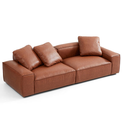 Garvon Vintage Reddish Brown Leathaire Sofa-Reddish Brown-102.4"