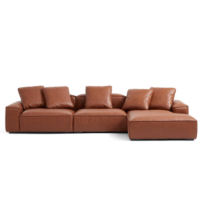 Garvon Vintage Reddish Brown Leathaire Sectional-Reddish Brown-136.6″-Facing Right