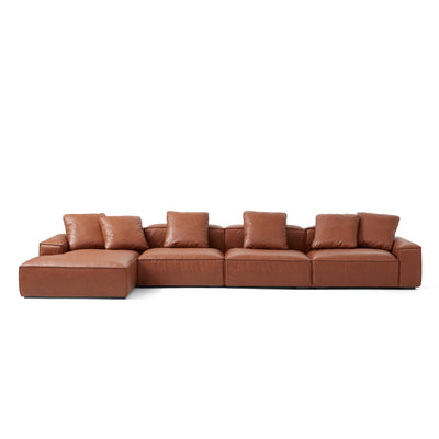 Garvon Vintage Reddish Brown Leathaire Sectional-hidden