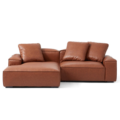 Garvon Vintage Reddish Brown Leathaire Sectional-Reddish Brown-96.5″-Facing Left