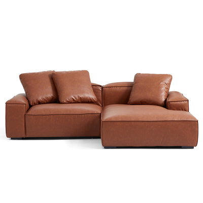 Garvon Vintage Reddish Brown Leathaire Sectional-Reddish Brown-96.5″-Facing Right