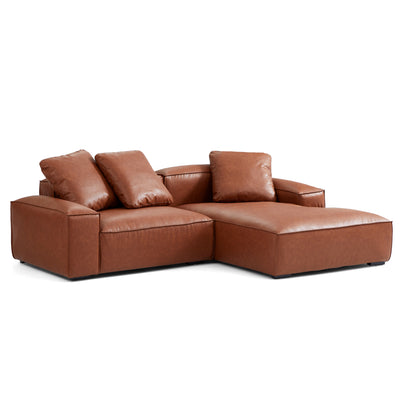 Garvon Vintage Reddish Brown Leathaire Sectional-Reddish Brown-96.5″-Facing Right