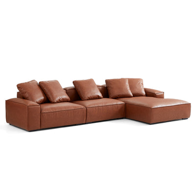 Garvon Vintage Reddish Brown Leathaire Sectional-Reddish Brown-136.6″-Facing Right