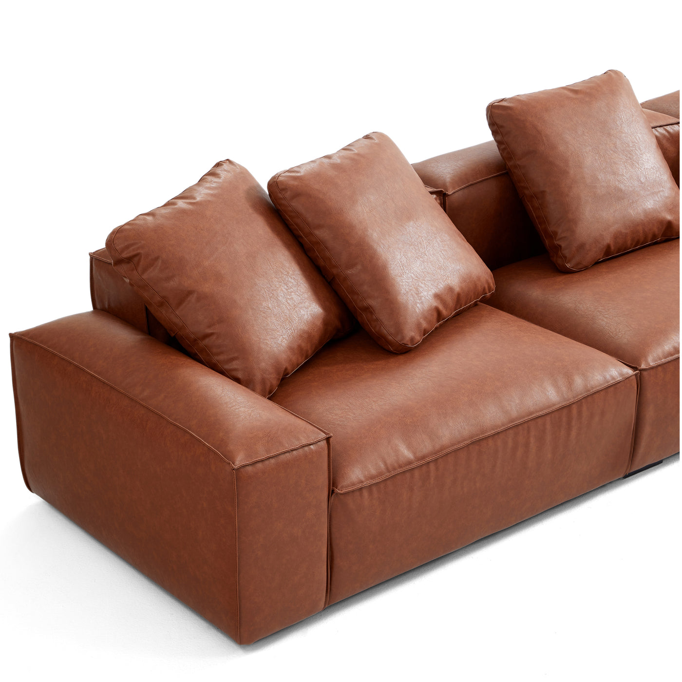 Garvon Vintage Reddish Brown Leathaire Sectional-Reddish Brown