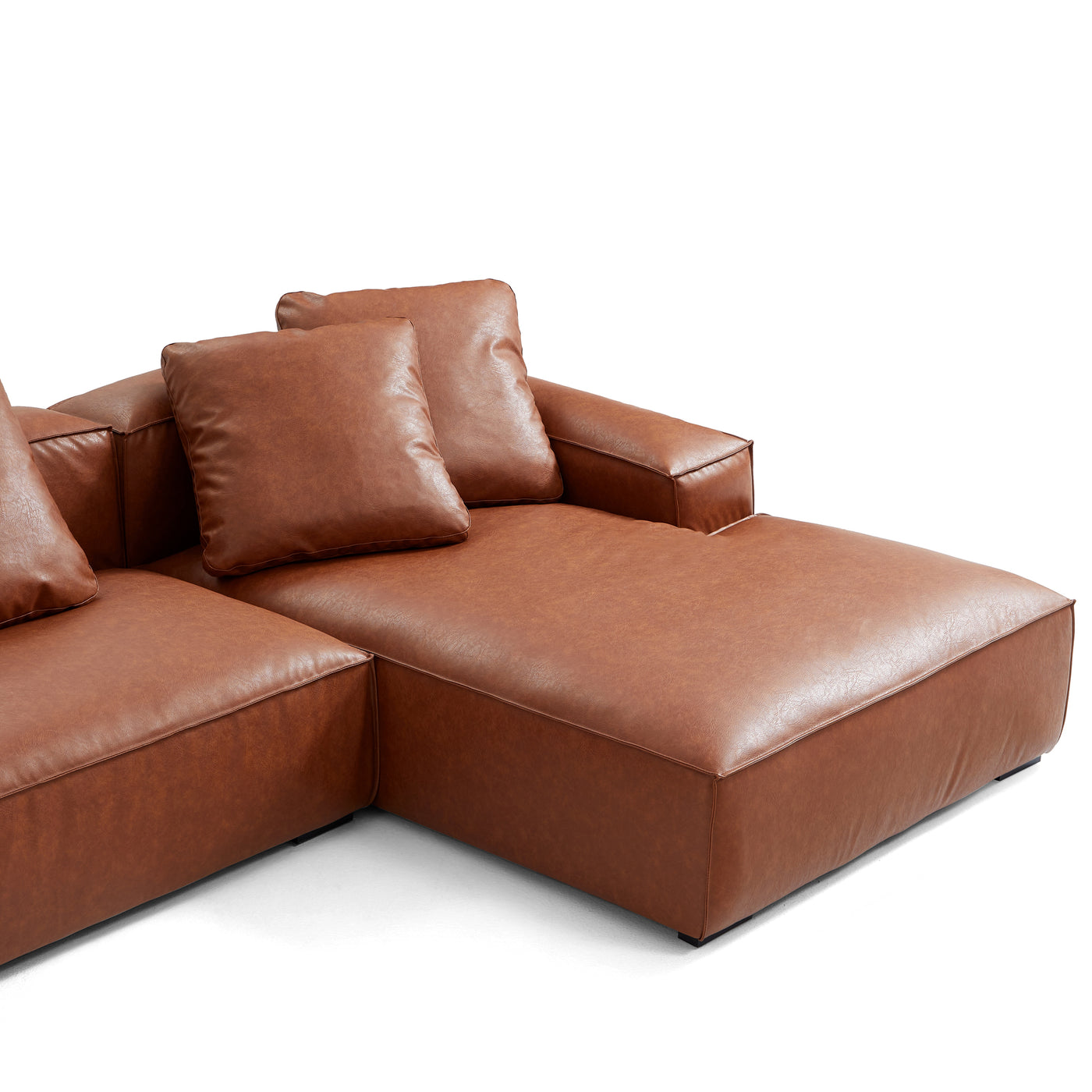 Garvon Vintage Reddish Brown Leathaire Sectional-Reddish Brown