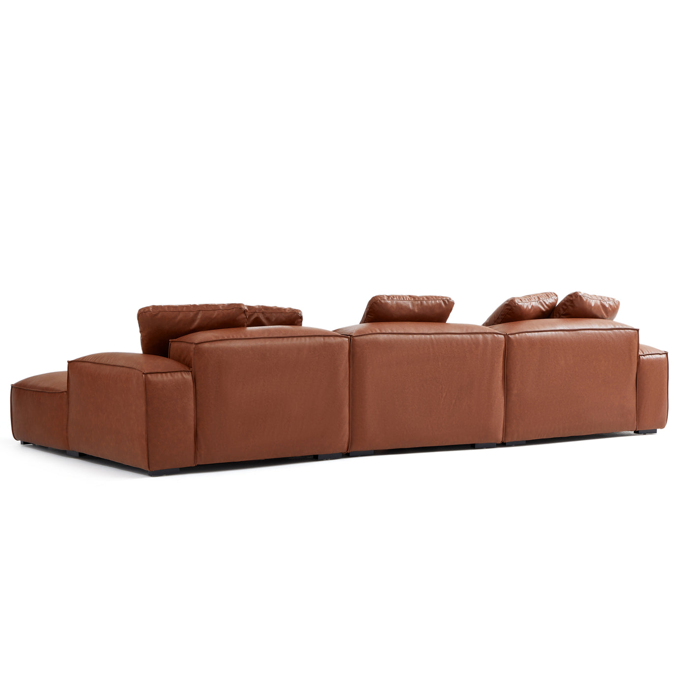 Garvon Vintage Reddish Brown Leathaire Sectional-Reddish Brown-136.6″-Facing Right