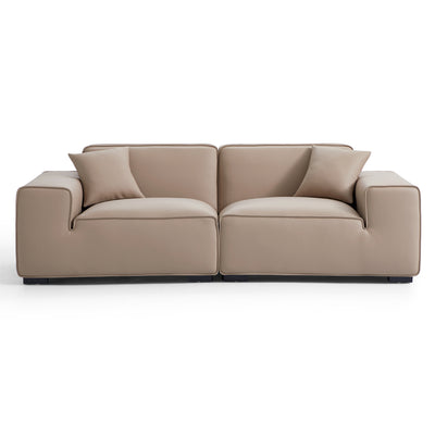 Domus Modular Black Leather Sofa Set-Khaki-94.5″