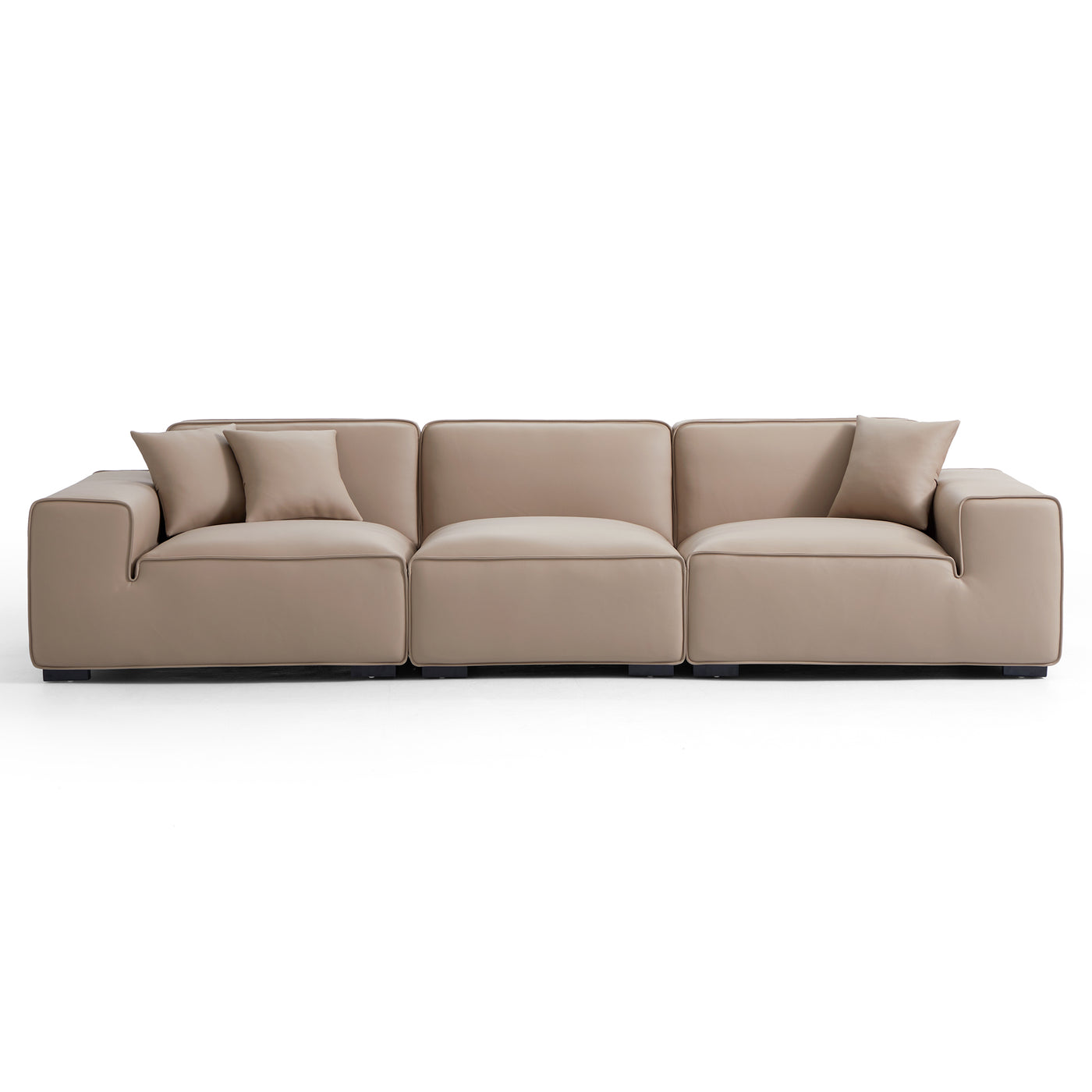 Domus Modular Khaki Leather Sofa-hidden