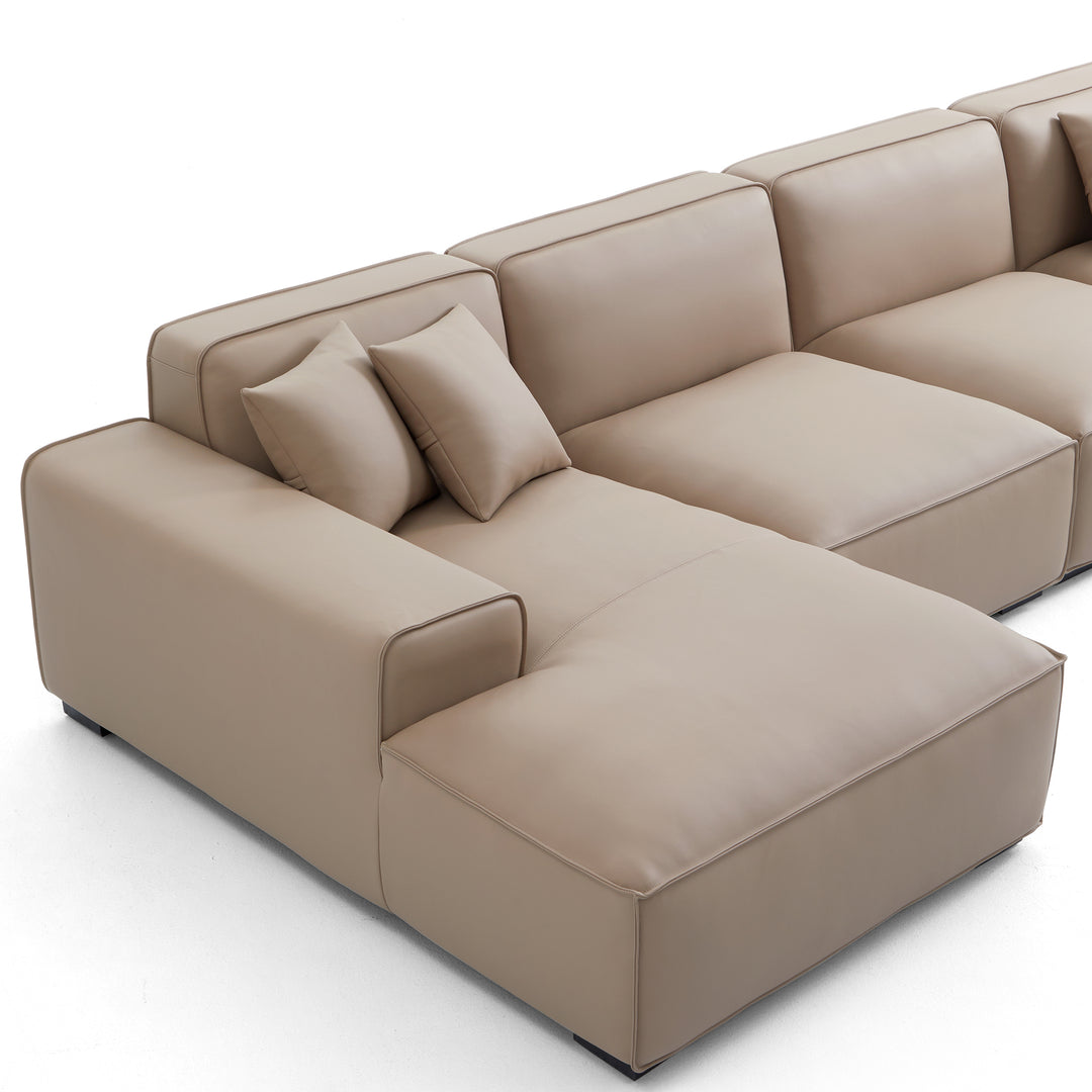 Khaki Leather U-Shaped Sectional & Couch – SOKA HOME