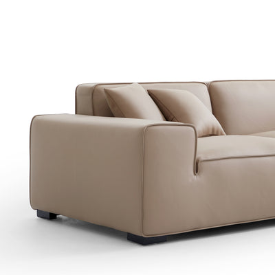 Domus Modular Khaki Leather Sectional Sofa-Khaki