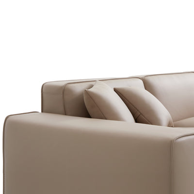 Domus Modular Black Leather Sofa-Khaki