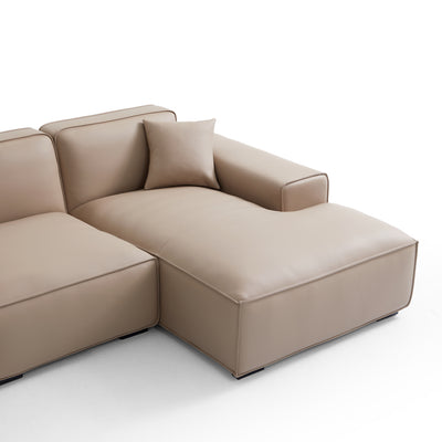 Domus Modular Khaki Leather U Shaped Sectional Sofa-Khaki