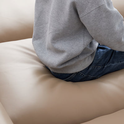 Domus Modular Beige Leather Sectional Sofa-Khaki