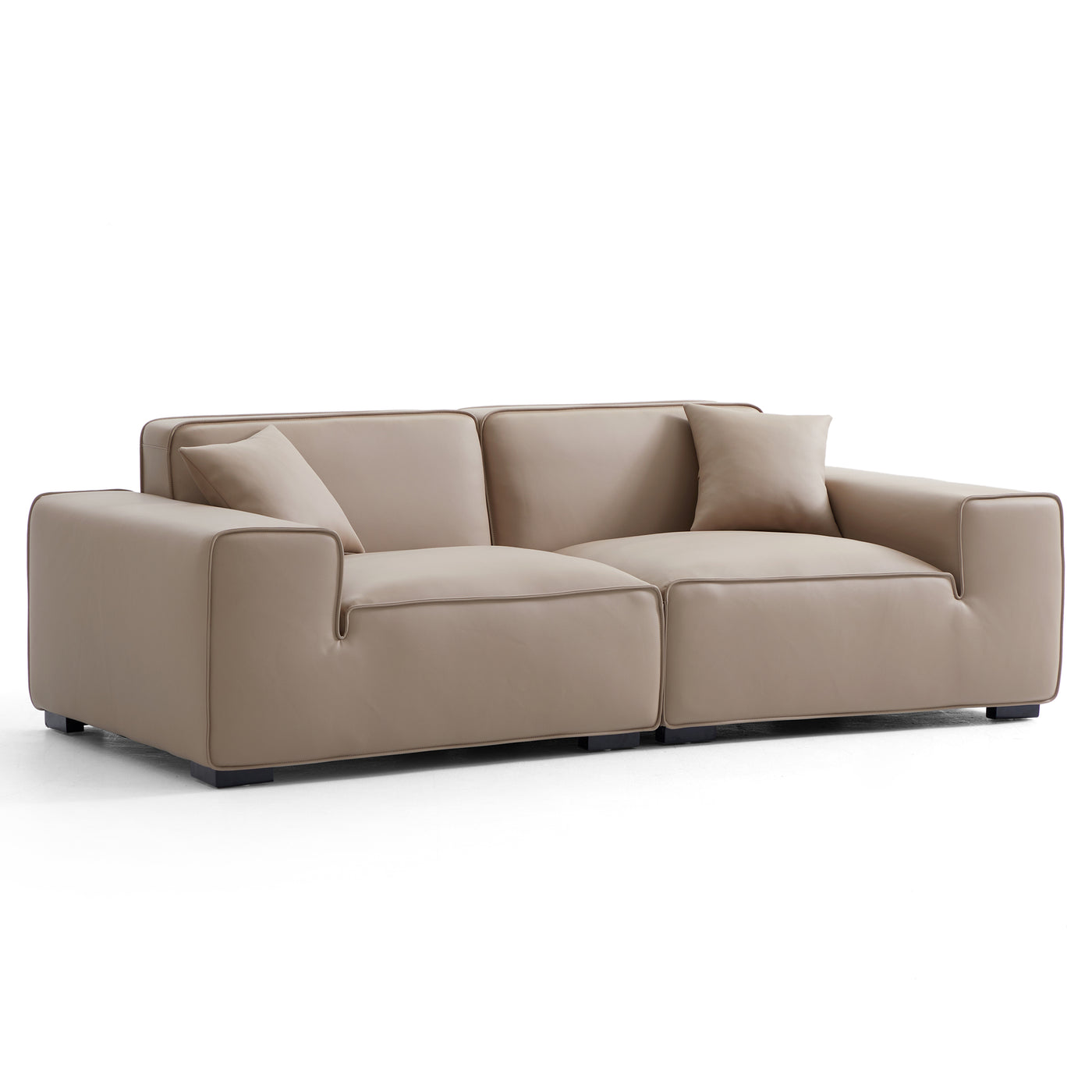 Domus Modular Khaki Leather Sofa-hidden