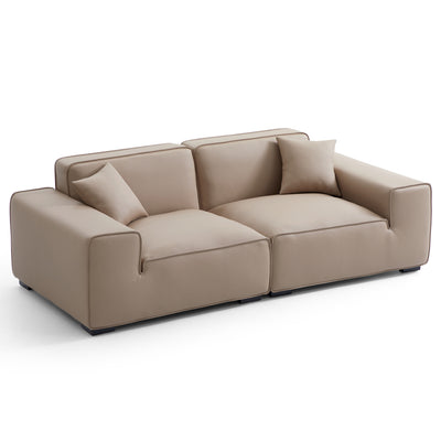 Domus Modular Khaki Leather Sofa-Khaki-94.5"