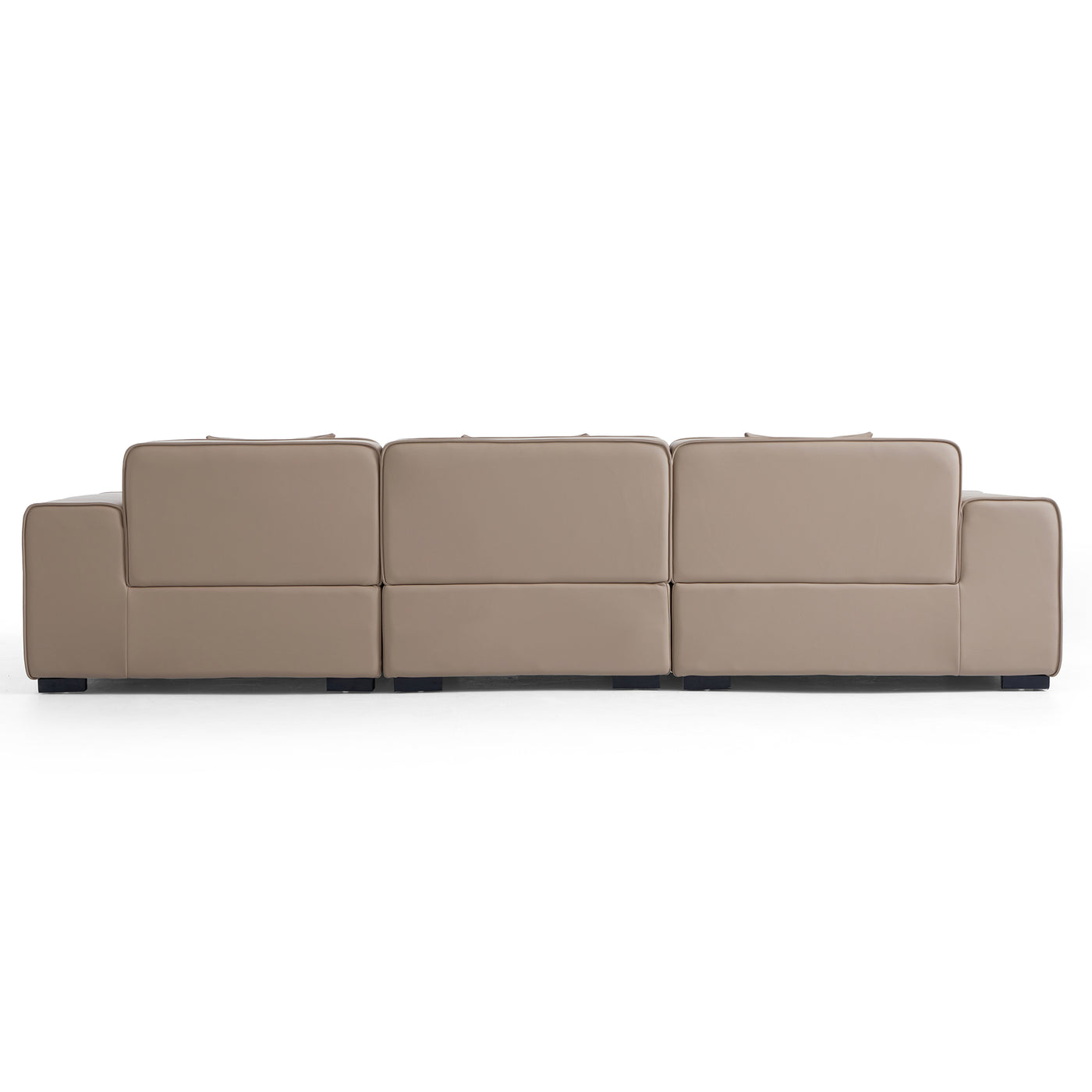 Domus Modular Black Leather Sectional Sofa-Khaki-126.0"
