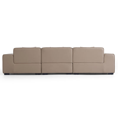 Domus Modular Khaki Leather Sectional Sofa-Khaki-126.0"
